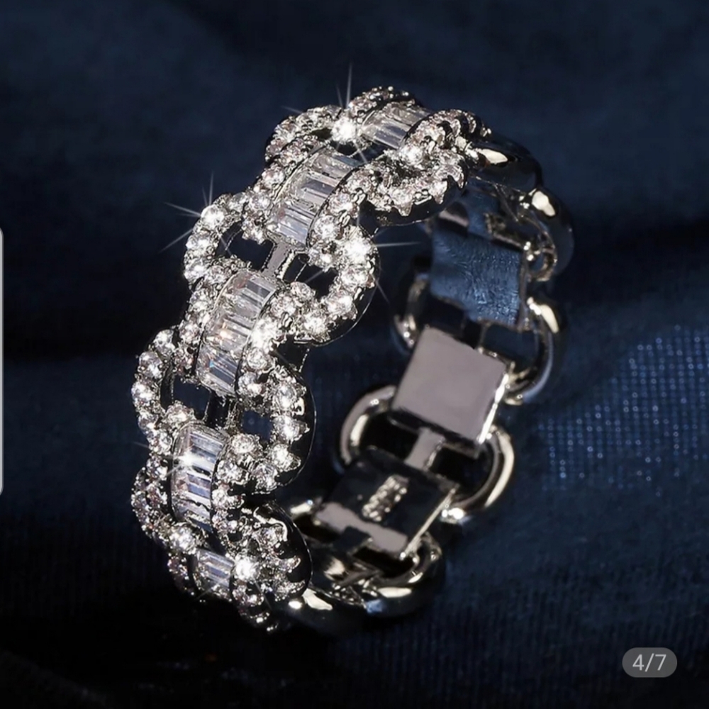 sterling Silver chain ring engagement wedding